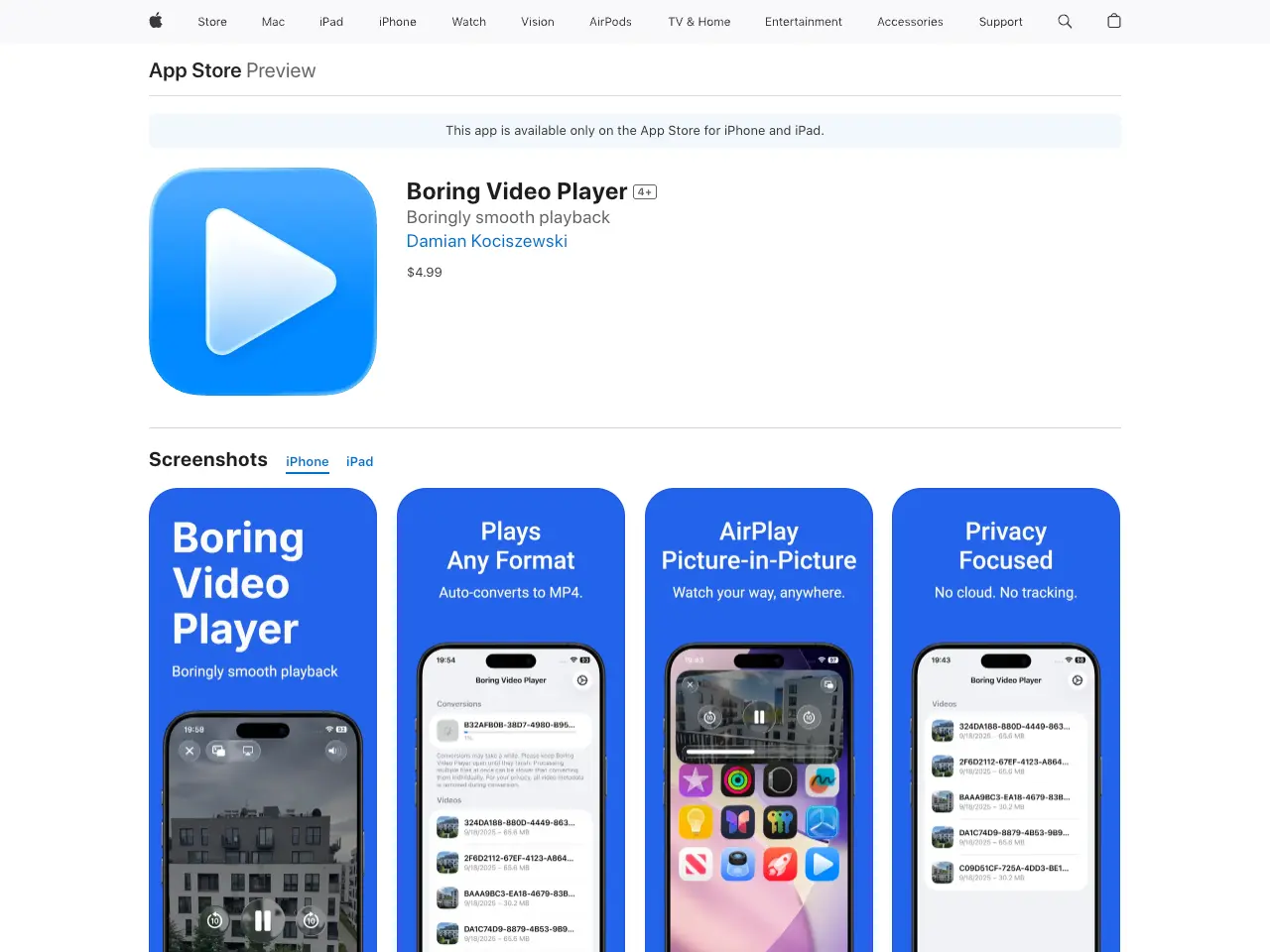 project - Boring Video Player